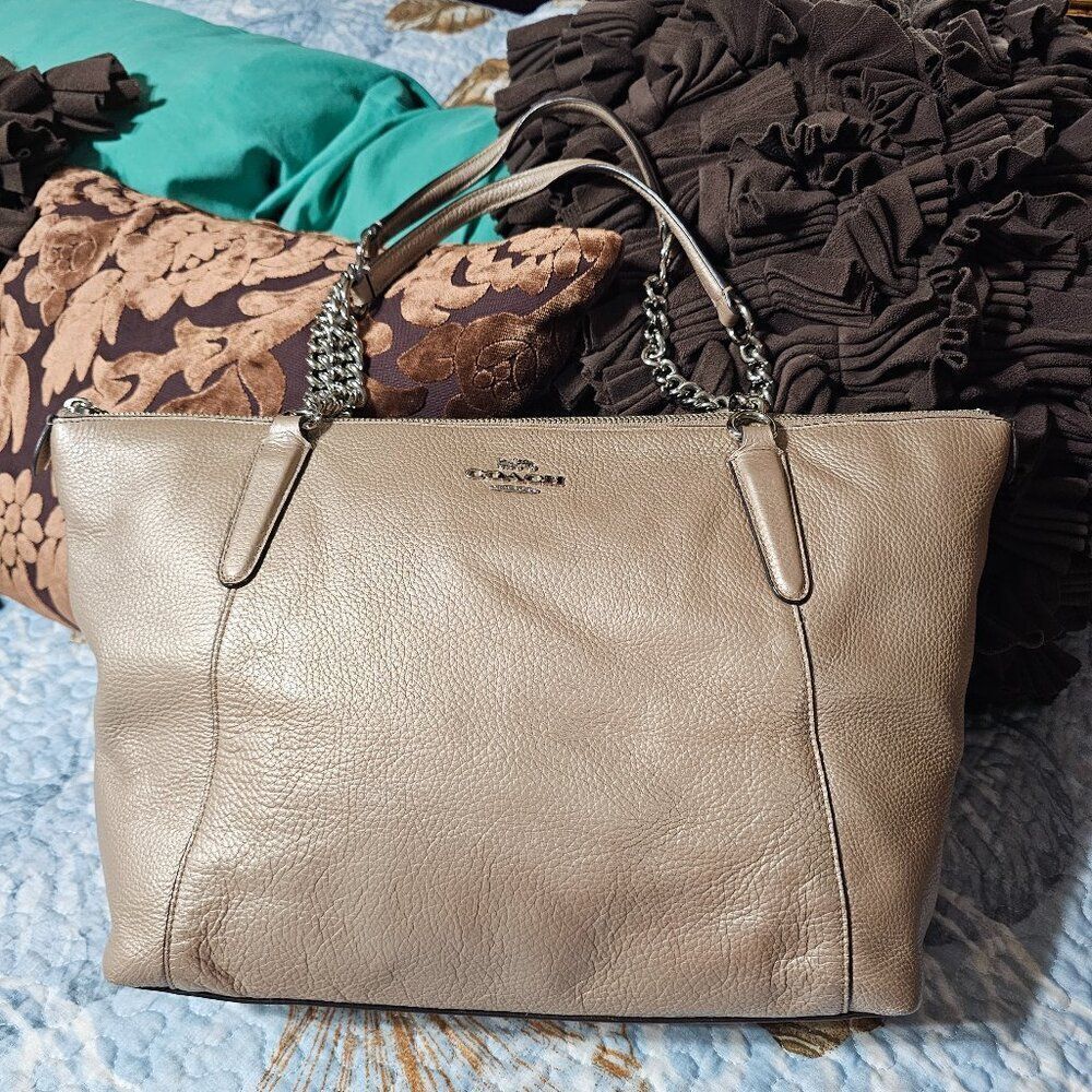 Coach Metallic Ava Chain Tote Purse Shoulder Bag
